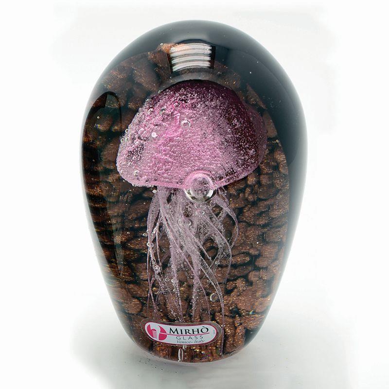 FIGURA SZKLANA PRZYCISK DO PAPIERU MEDUZA RÓŻ 12CM-15576