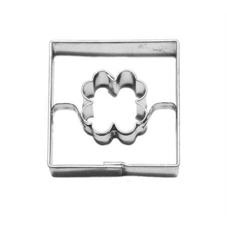 WYKRAWACZ KWADRAT Z CZTEROLISTNĄ KONICZYNKĄ 3,6 CM-2434