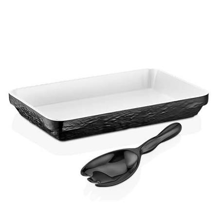 MEL OLIE SET SAŁATKOWY PROSTOKĄTNY CZERŃ/BIEL 2x-4880