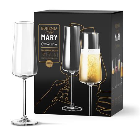 BOHEMIA PRESTIGE MARY KIELISZEK 210ML SZAMPAN 6SZT-10704