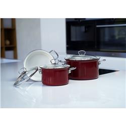 * BELIS RONDEL EMAL. Z POKRYWĄ 1,4L 16CM ECO-CERAM-11785