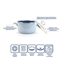 * BELIS GARNEK EMALIOWANY Z POKRYWĄ 1,5L 16CM GREY-11721