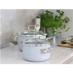 * BELIS GARNEK EMALIOWANY Z POKRYWĄ 2,2L 18CM GREY-11727