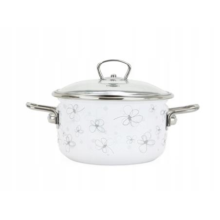 * BELIS GARNEK EMAL. Z POKRYWĄ 1,5L 16CM WHITE -11601