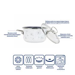 * BELIS GARNEK EMAL. Z POKRYWĄ 1,5L 16CM WHITE -11646
