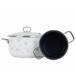 * BELIS GARNEK EMAL. Z POKRYWĄ 2,2L 18CM WHITE-11649