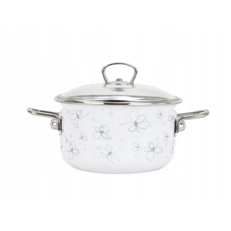 * BELIS GARNEK EMAL. Z POKRYWĄ 5,5L 24CM WHITE-11604