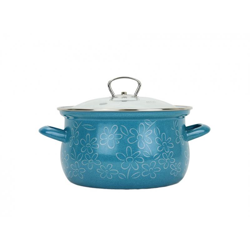 * BELIS GARNEK EMALIOW. Z POKRYWĄ 2L 16CM FLOWER-11576