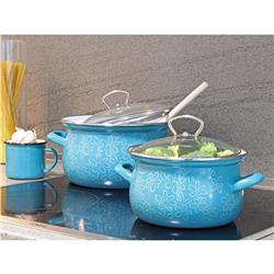 * BELIS GARNEK EMALIOW. Z POKRYWĄ 2L 16CM FLOWER-11704