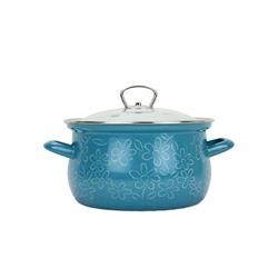 * BELIS GARNEK EMALIOW. Z POKRYWĄ 2,6L 18CM FLOWER-11577