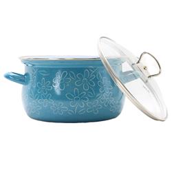 * BELIS GARNEK EMALIOW. Z POKRYWĄ 2,6L 18CM FLOWER-11705