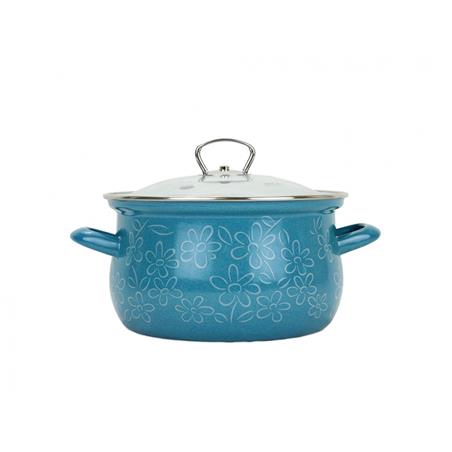 * BELIS GARNEK EMALIOW. Z POKRYWĄ 3,6L 20CM FLOWER-11578