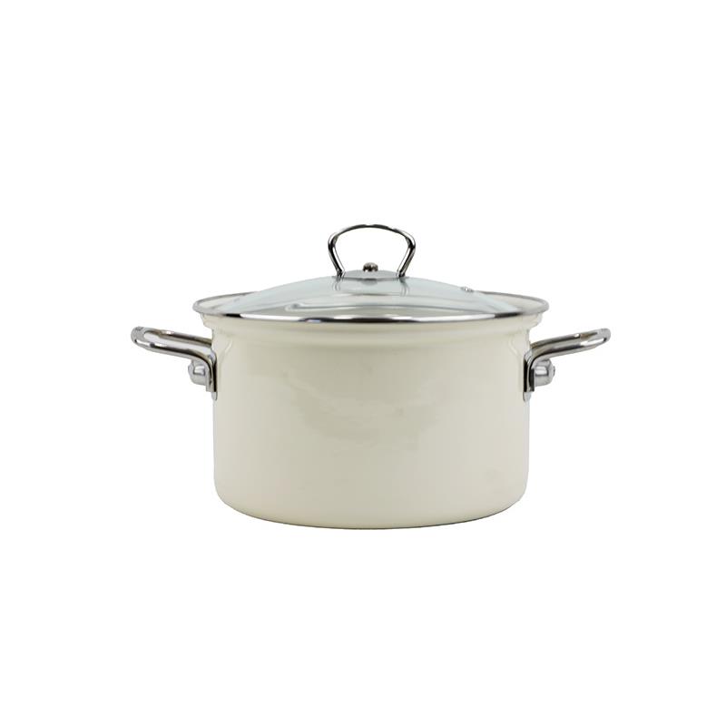 * BELIS GARNEK EMAL. Z POKRYWĄ 3,6L 20CM ECO CREAM-11933