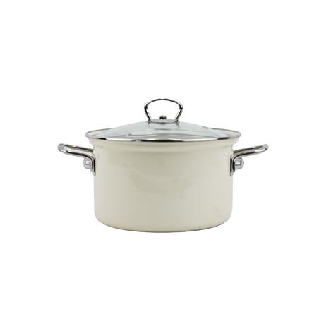 * BELIS GARNEK EMAL. Z POKRYWĄ 3,6L 20CM ECO CREAM-11933