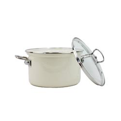 * BELIS GARNEK EMAL. Z POKRYWĄ 3,6L 20CM ECO CREAM-11934