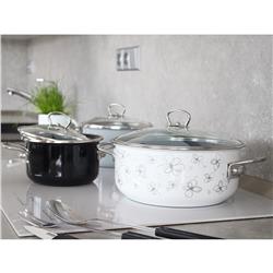 * BELIS RONDEL EMAL. Z POKRYWĄ 1,25L 16CM WHITE-11776