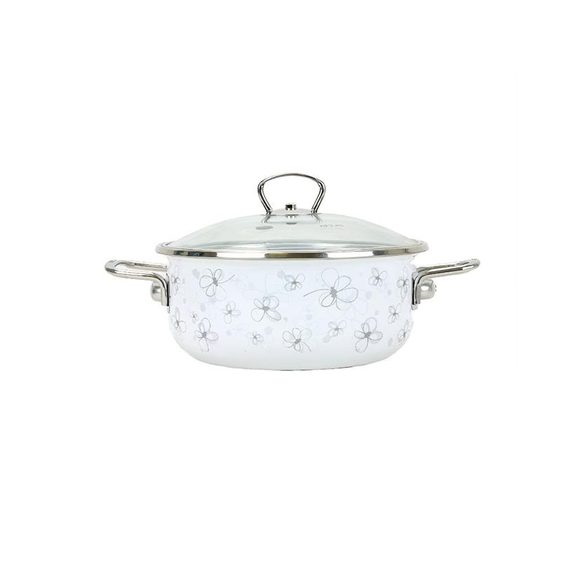 * BELIS RONDEL EMAL. Z POKRYWĄ 4L 24CM WHITE-11607