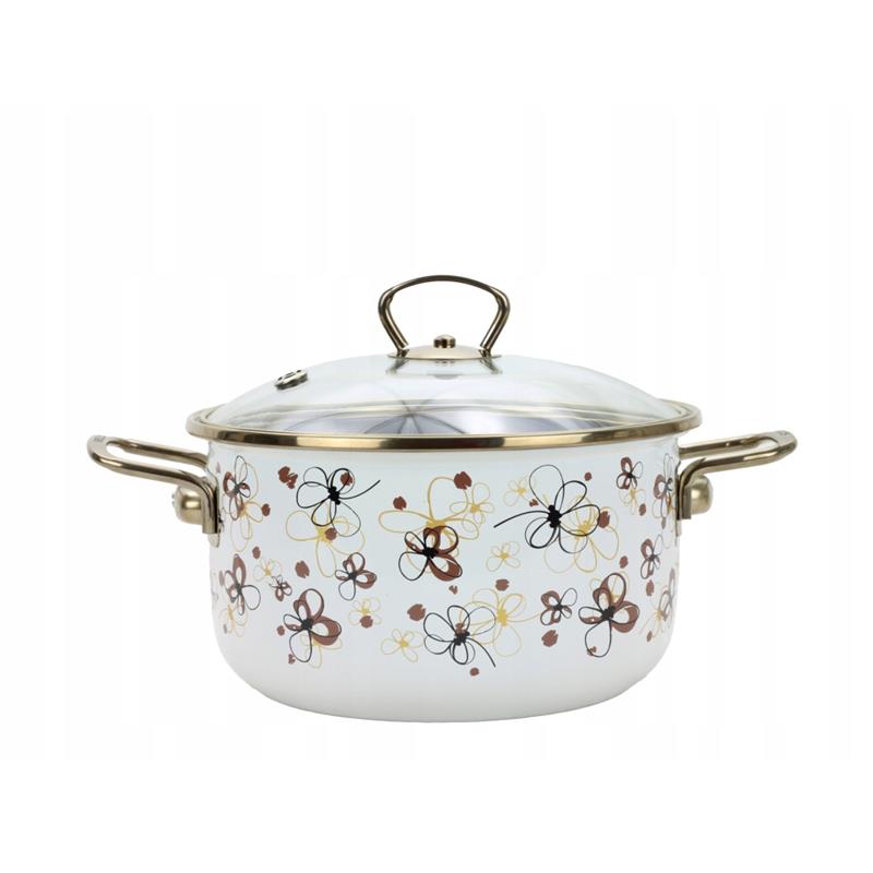 * BELIS GARNEK EMALIOWANY Z POKRYWĄ 1,5L 16CM KREM-11546