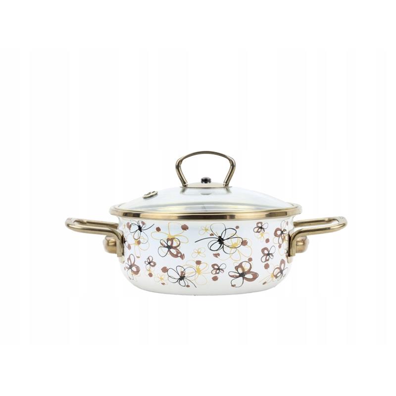 * BELIS RONDEL EMALIOW. Z POKRYWĄ 1,25L 16CM KREM-11550