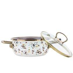 * BELIS RONDEL EMALIOW. Z POKRYWĄ 1,25L 16CM KREM-11803