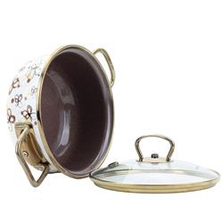 * BELIS RONDEL EMALIOWANY Z POKRYWĄ 2,3L 20CM KREM-11807