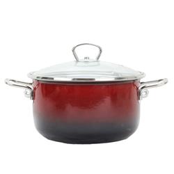 * BELIS GARNEK EMAL. Z POKRYWĄ 5,5L 24CM OMBRE RED-11632