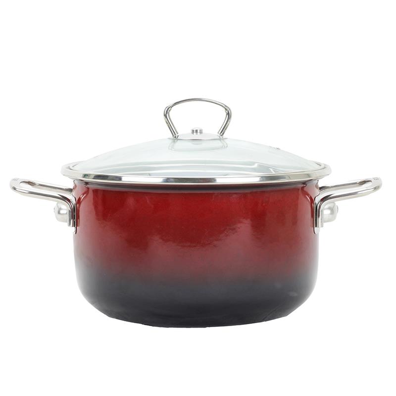 * BELIS GARNEK EMAL. Z POKRYWĄ 5,5L 24CM OMBRE RED-11632