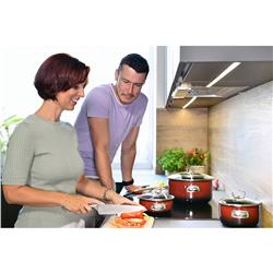 * BELIS GARNEK EMAL. Z POKRYWĄ 5,5L 24CM OMBRE RED-11635