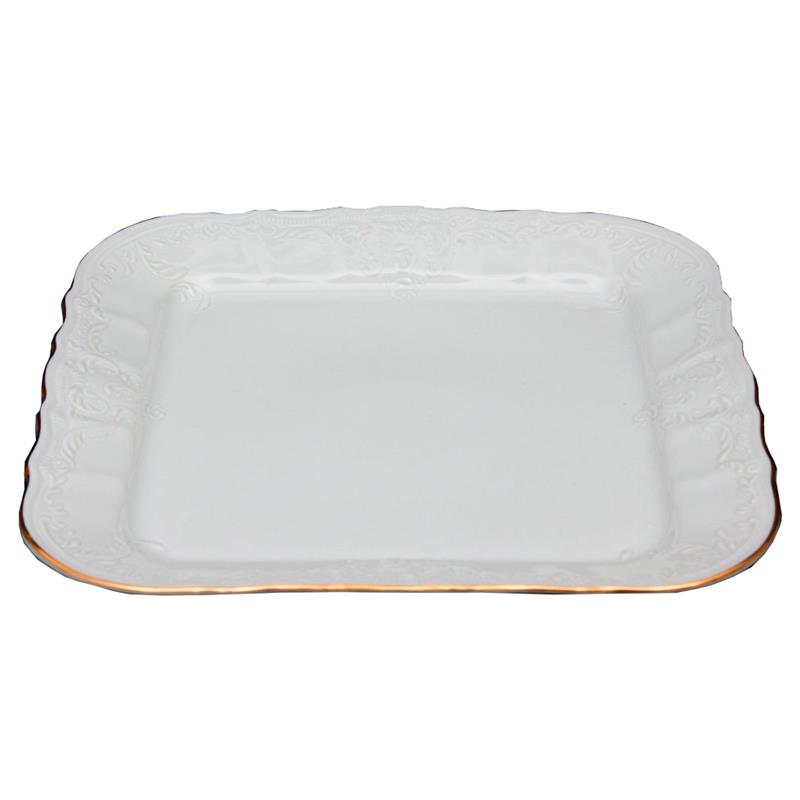 * BERNADOTTE IVORY GOLD TALERZ KWADRAT 26CM-11521