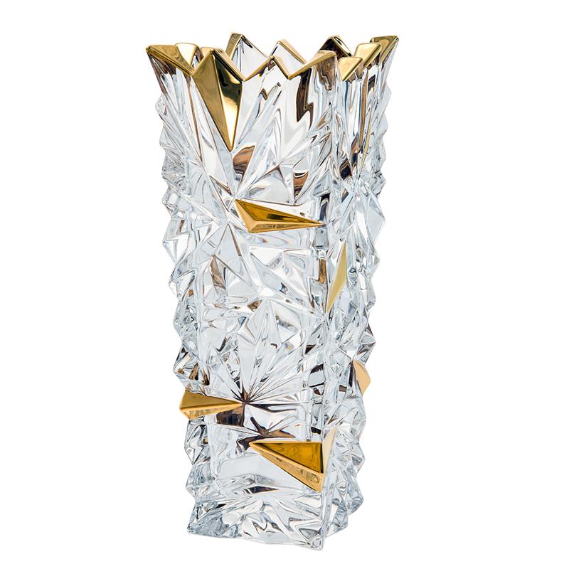 BOHEMIA JIHLAVA GLACIER GOLD WAZON 305MM-12176