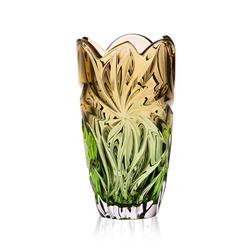 BOHEMIA FLORA AMBER GREEN WAZON 280MM-12612