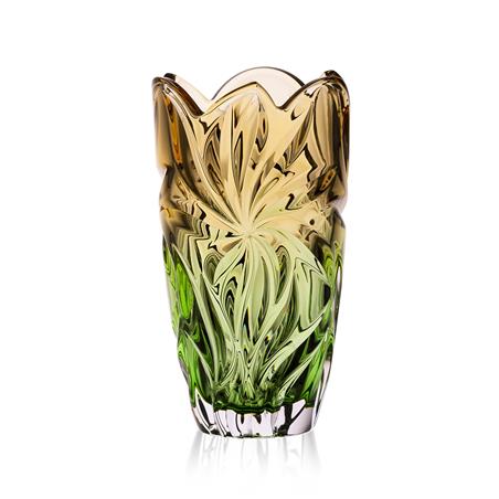 BOHEMIA FLORA AMBER GREEN WAZON 280MM-12612